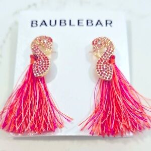 BaubleBar Vibrant FLAMINGO Pink and Gold Statement Earrings